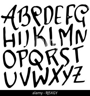 Simple alphabet letters. Handdrawn grunge ink font. Vector illustration. Stock Vector