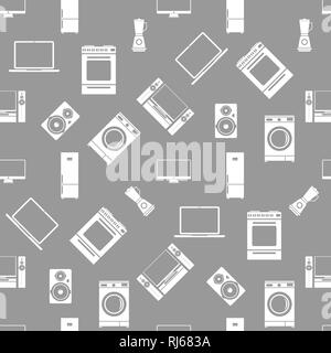 Household electrical appliances seamless pattern. Vector illustration. Stock Vector