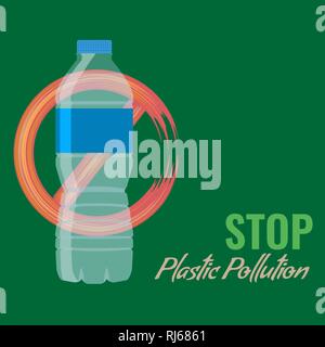 No plastic advertisement template. Protest against plastic garbage. Vector Illustration. Stock Vector