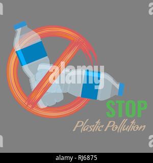 No plastic advertisement template. Protest against plastic garbage. Vector Illustration. Stock Vector