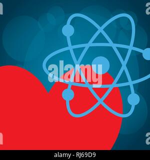 heart cardio with atom molecule vector illustration design Stock Vector