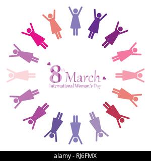 8th march international womans day women around the world pictogram vector illustration EPS10 Stock Vector