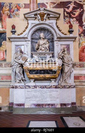 Tomb of Galileo Galilei inside the Basilica of the Holy Cross, Basilica di Santa Croce Stock Photo