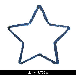 Dark blue pencil drawings on white paper texture directly above shot Stock Photo