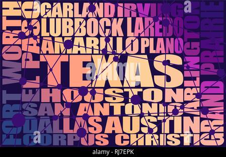 Texas state cities list Stock Vector