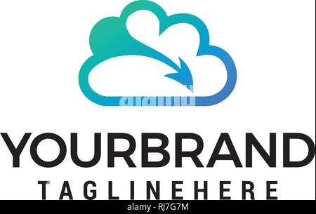 Creative Cloud Logo Design. Creative Vector icon of a blue cloud with arrows Design Template Stock Vector