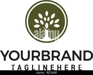 tree circle Logo abstract design vector template . Eco Green Organic Design Template Stock Vector