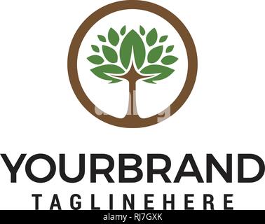 Tree circle Logo abstract design vector template . Eco Green Organic Design Template Stock Vector