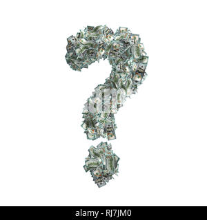 Question mark ? made from 100 Dollar bills Stock Photo