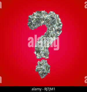 Question mark ? made from 100 Dollar bills Stock Photo