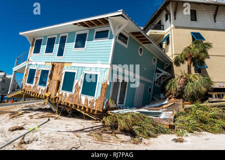 Mexico Beach, FL., Oct. 14, 2018--Hurricane Michael made landfall on the Florida Panhandle October 10th, with 155 mile-per-hour winds establishing it as the strongest storm to hit the continental U.S. since 2004. With winds as high as 155 mph, the Category 4 storm slammed coastal towns in the area, leveling buildings and structures, flooding streets and leaving a trail of destruction. FEMA/K.C. Wilsey Stock Photo