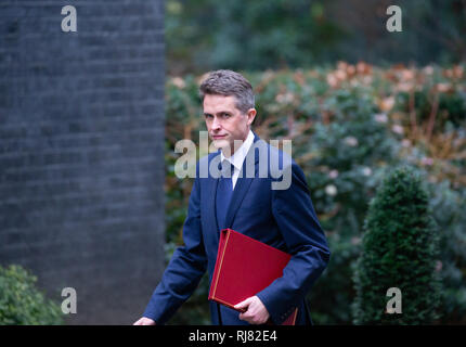 London, UK. 05th Feb, 2019. Gavin Williamson, Secretary of State for Defence, arrives for the Cabinet Meeting. Credit: Tommy London/Alamy Live News