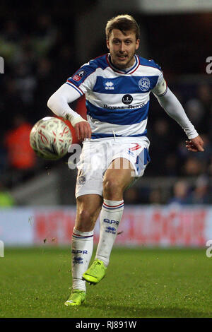 London, UK. 05th Feb, 2019. Luke Freeman of Queens Park Rangers in action. The Emirates FA Cup, 4th round replay match, Queens Park Rangers v Portsmouth at Loftus Road stadium in London on Tuesday 5th February 2019. this image may only be used for Editorial purposes. Editorial use only, license required for commercial use. No use in betting, games or a single club/league/player publications. pic by Steffan Bowen/Andrew Orchard sports photography/Alamy Live news Credit: Andrew Orchard sports photography/Alamy Live News Stock Photo