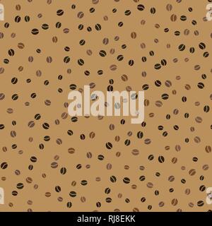 Coffee beans. Seamless pattern background. Beige and brown. Vector illustration. Stock Vector