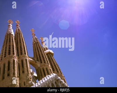 Sagrada Familia, Detail, Türme, blauer Himmel Stock Photo