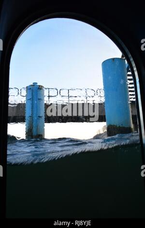 Under water with the diving  gondola in Sellin on the Baltic Sea on Rügen, Germany Stock Photo