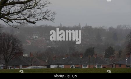 Pictured snow over Small Heath Birmingham. weather Monday 26th February 2018. Stock Photo