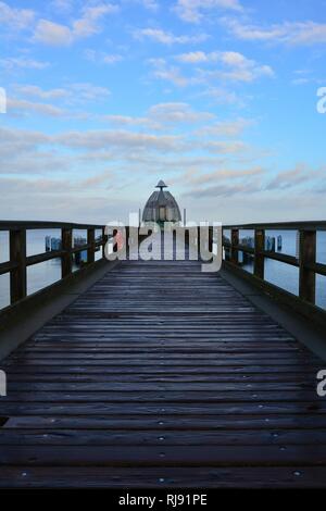 View to the diving gondola on the pier in Sellin, on Rügen in Germany Stock Photo