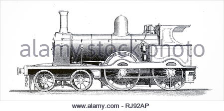 Engraving depicting a 4-4-0 Express Locomotive. Under the Whyte ...