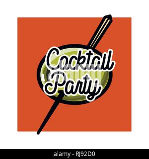 Color vintage coctail party emblem. Vector illustration, EPS 10 Stock Vector