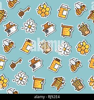 Apiary icons pattern. Vector illustration EPS 10 Stock Vector