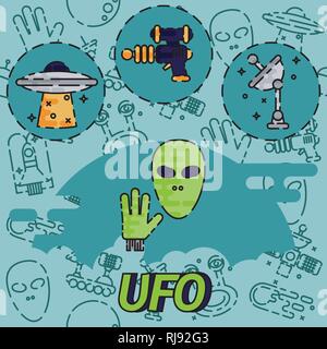 UFO flat concept icon. Vector illustration, EPS 10 Stock Vector