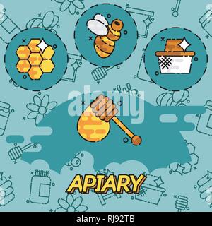 Apiary icons set. Flat illustration of apiary vector icons for web Stock Vector