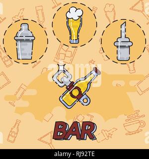 Bar flat concept icons. Vector illustration, EPS 10 Stock Vector