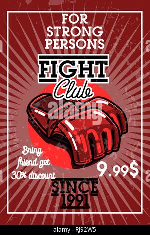 Color vintage fight club banner. Vector illustration, EPS 10 Stock Vector