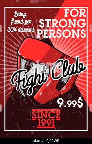 Color vintage fight club banner. Vector illustration, EPS 10 Stock Vector