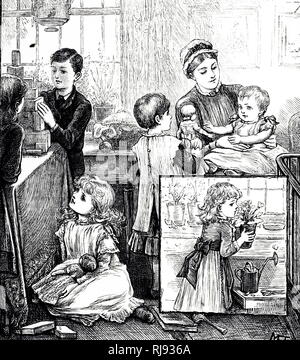 Illustration depicting a wealthy Victorian family spending time ...