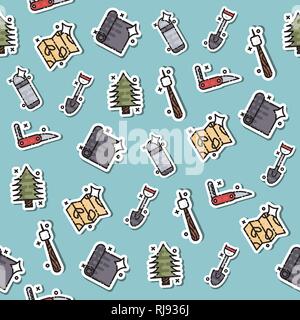 Boy scouts concept icons pattern. Adventure exploration Travel Concept Stock Vector