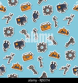 Engineering flat concept icons pattern. Vector illustration, EPS 10 Stock Vector
