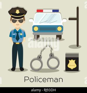 Policeman In American Cop Uniform. Vector illustration, EPS 10 Stock Vector