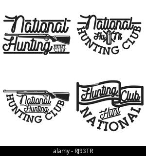 Vintage hunting club emblems, labels set isolated vector illustration Stock Vector