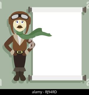 Pilot in uniform flat design style, isolated on lighht background. Avatars pilot. Vector illustration. Stock Vector