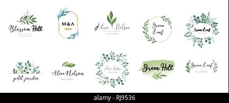 Elegant logos, Wedding monograms, hand drawn elegant, delicate collection Stock Vector
