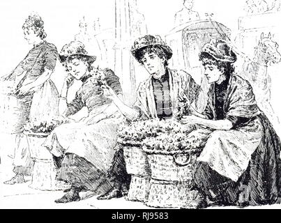 Victorian London Street flower seller Stock Photo - Alamy