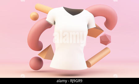 fashion t-shirt 3d rendering mockup Stock Photo