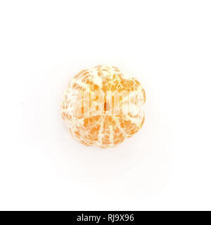 one whole peeled Mandarin isolated on white background Stock Photo