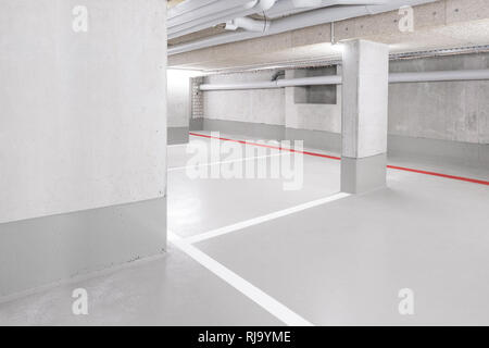 underground car parking deck - empty garage with copy space Stock Photo