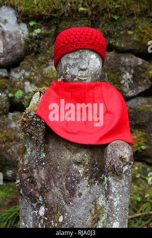 Nikko, Japan - jizo statue at famous Kanmangafuchi. Jizo, also known as Ksitigarbha are bodhisattvas in East Asian Buddhism. Stock Photo