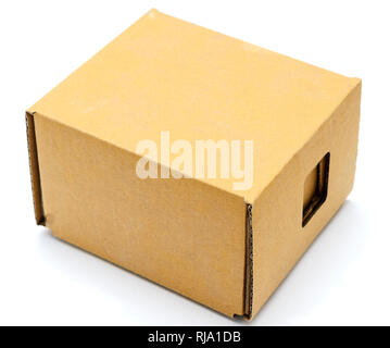 Small cardboard boxes on white background Stock Photo