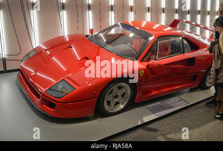 Maranello, Emilia Romagna, Italy. December 2018. In the Ferrari museum the room dedicated to limited special series. In the photo the F40. Stock Photo