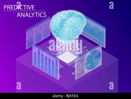 Predictive analytics and business analysis concept. 3d isometric vector illustration. Stock Vector