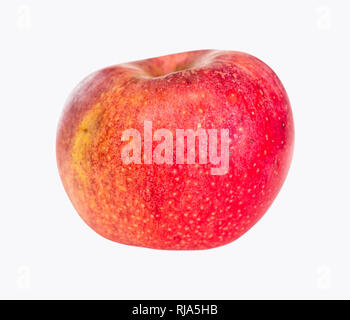 whole ripe red apple fruit on plate on white background Stock Photo