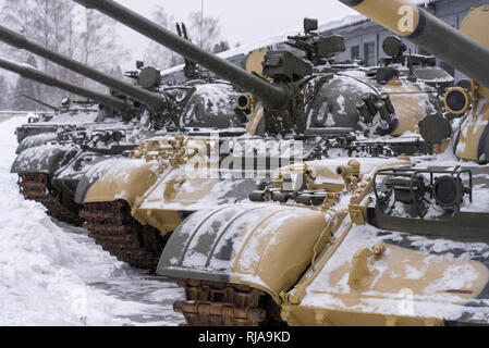 The average Soviet t-55 tank close-up in the Museum. Soviet military ...