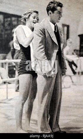 Photograph of Josephine Eveline McKim (1910 - 1992) at the 1932 Olympic games. During her career McKim set five world records in various freestyle events. Stock Photo