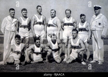 Photograph of the German wrestling team at the 1932 Olympic games. Stock Photo