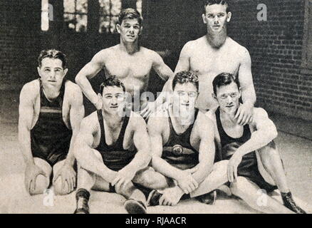 Photograph of the German wrestling team at the 1932 Olympic games. Stock Photo